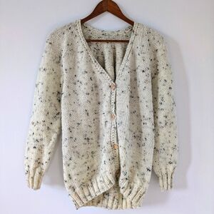 Handmade S/M Knit Cardigan Speckled Cream